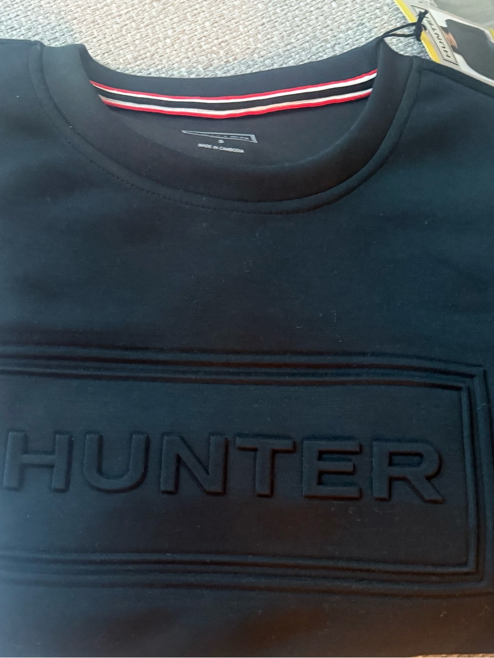 HUNTER Womens Black Embossed Logo Sweater